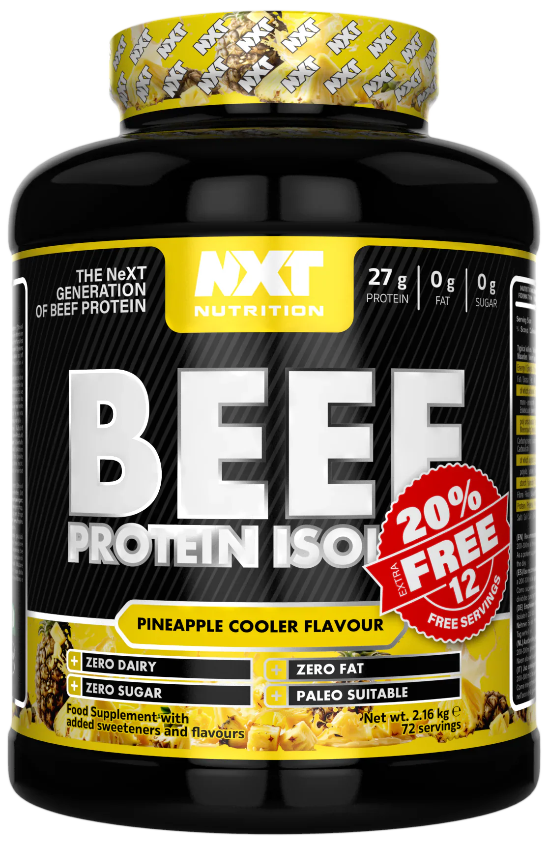 (20% Extra Free) NXT Nutrition Beef Protein Isolate 2.16kg (20% Extra Free)
