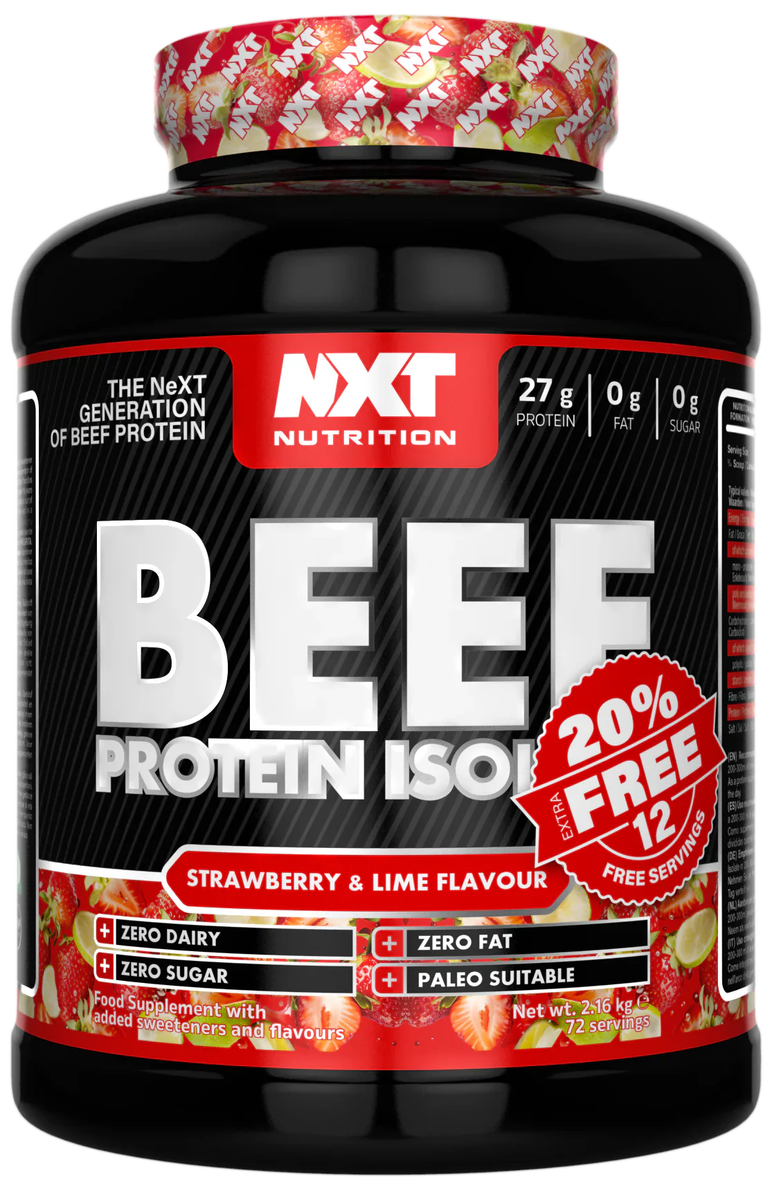 (20% Extra Free) NXT Nutrition Beef Protein Isolate 2.16kg (20% Extra Free)