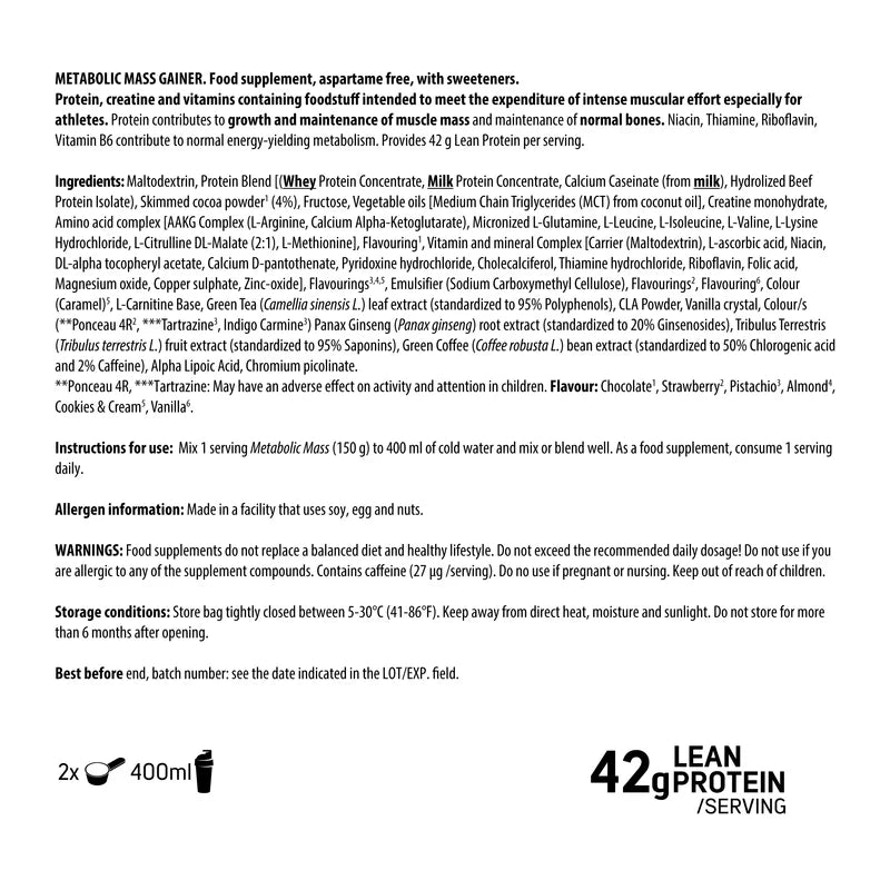 DY Nutrition Metabolic Mass Gainer 6kg Bag