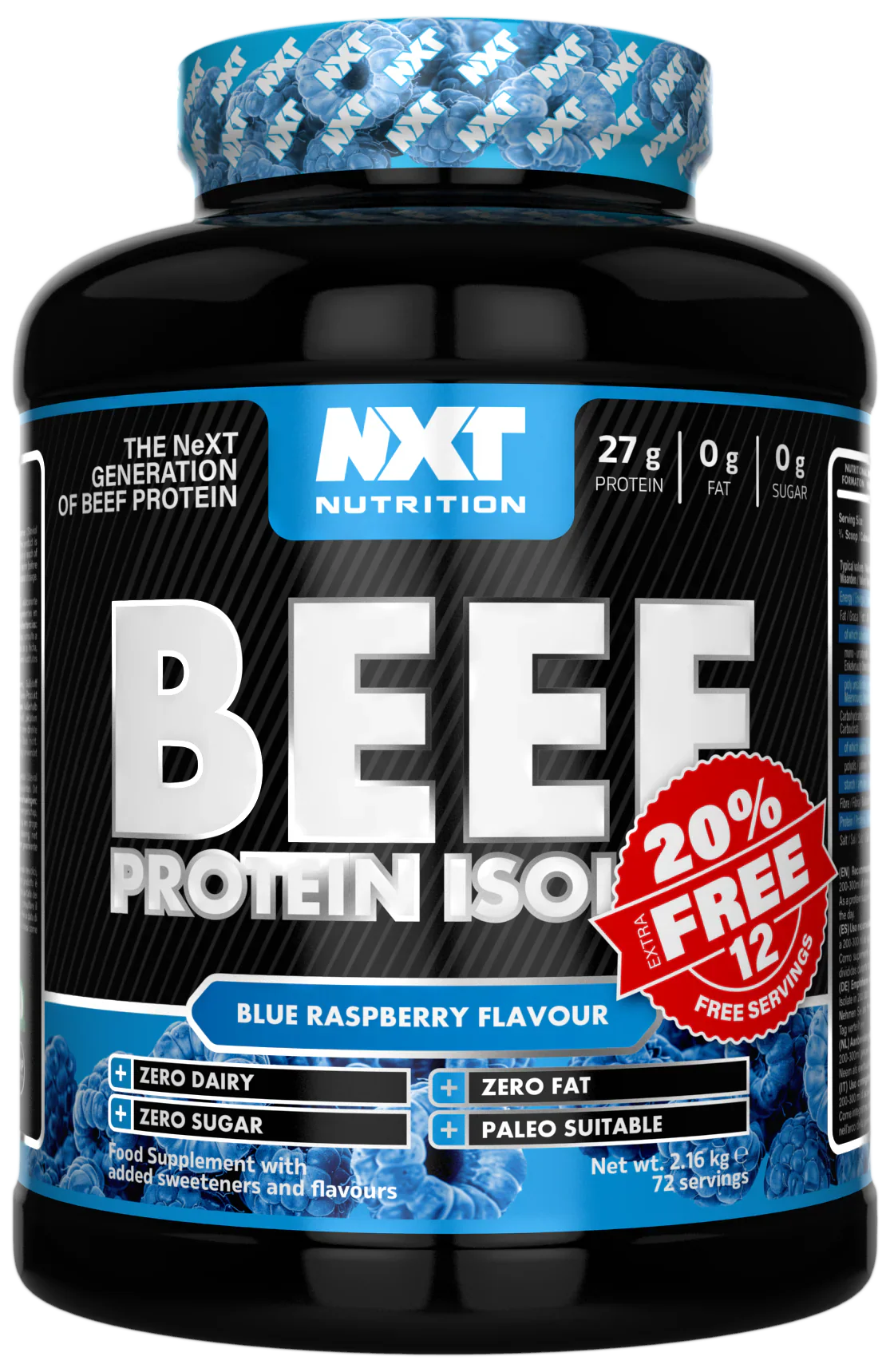 (20% Extra Free) NXT Nutrition Beef Protein Isolate 2.16kg (20% Extra Free)