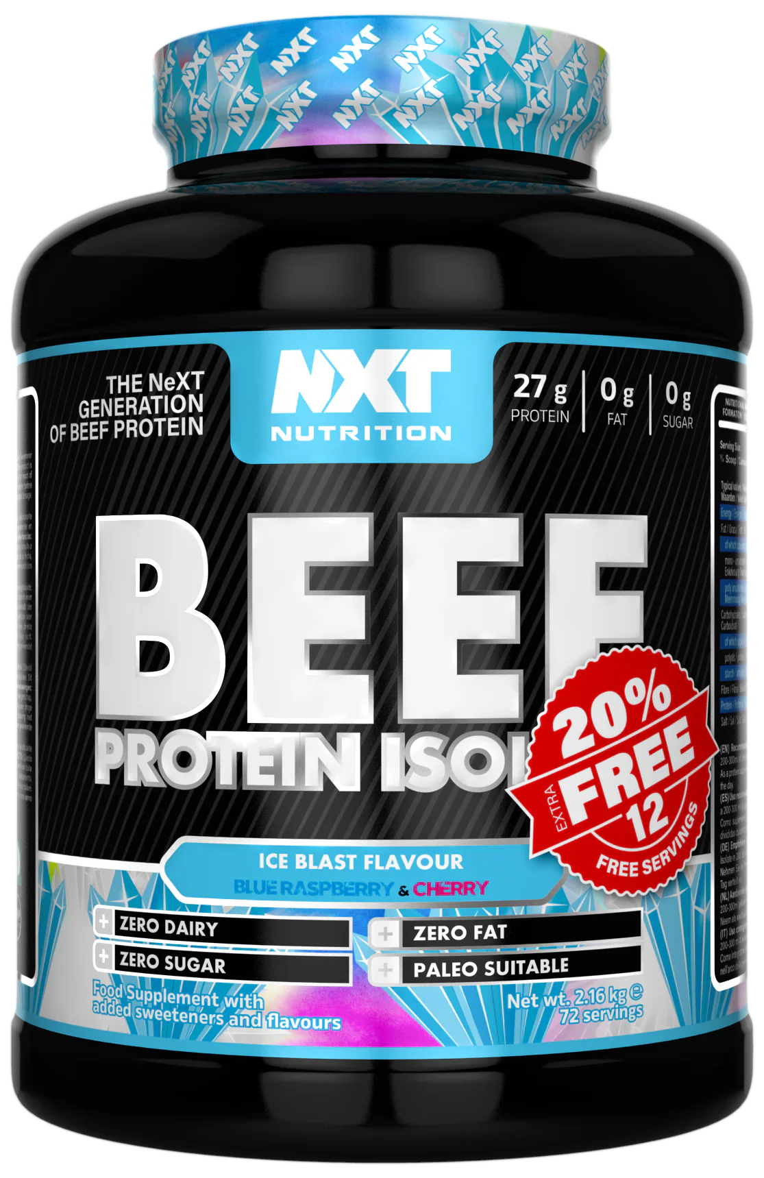 (20% Extra Free) NXT Nutrition Beef Protein Isolate 2.16kg (20% Extra Free)